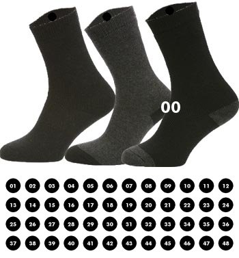 48 Etiketter for klær i fortløpende nummer | Stryk-på etiketter til sokker
